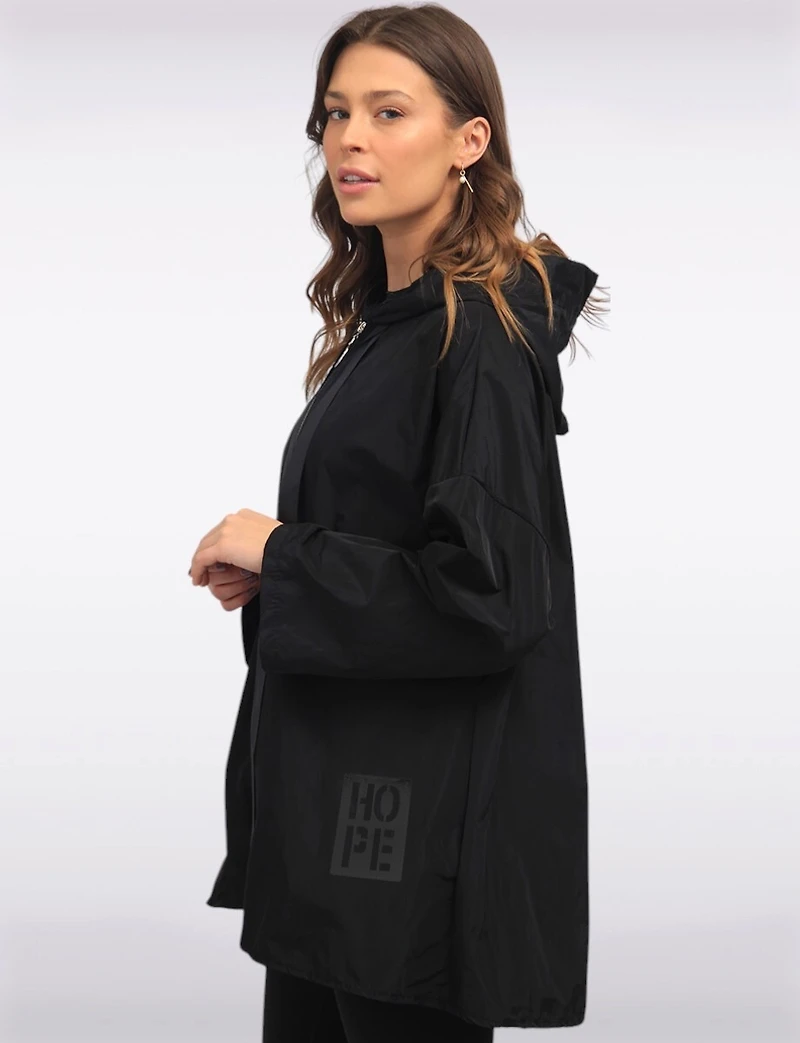 Loose Fit Short Ultralight Windshell Hood Ribbon Drawstring Jacket by Froccella