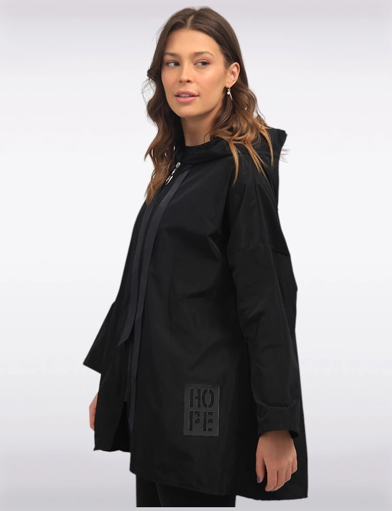 Loose Fit Short Ultralight Windshell Hood Ribbon Drawstring Jacket by Froccella