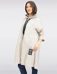 Loose Fit Long Ultralight Windshell Hooded Ribbon Drawstring Jacket by Froccella