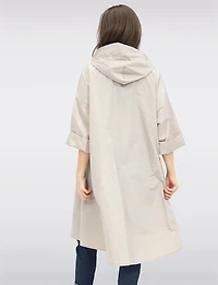 Loose Fit Long Ultralight Windshell Hooded Ribbon Drawstring Jacket by Froccella