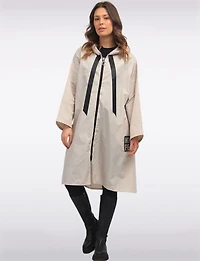 Loose Fit Long Ultralight Windshell Hooded Ribbon Drawstring Jacket by Froccella