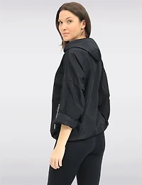 Relaxed Loose Fit Light Hooded Windshell Rain Drawstring Hem Jacket by Froccella