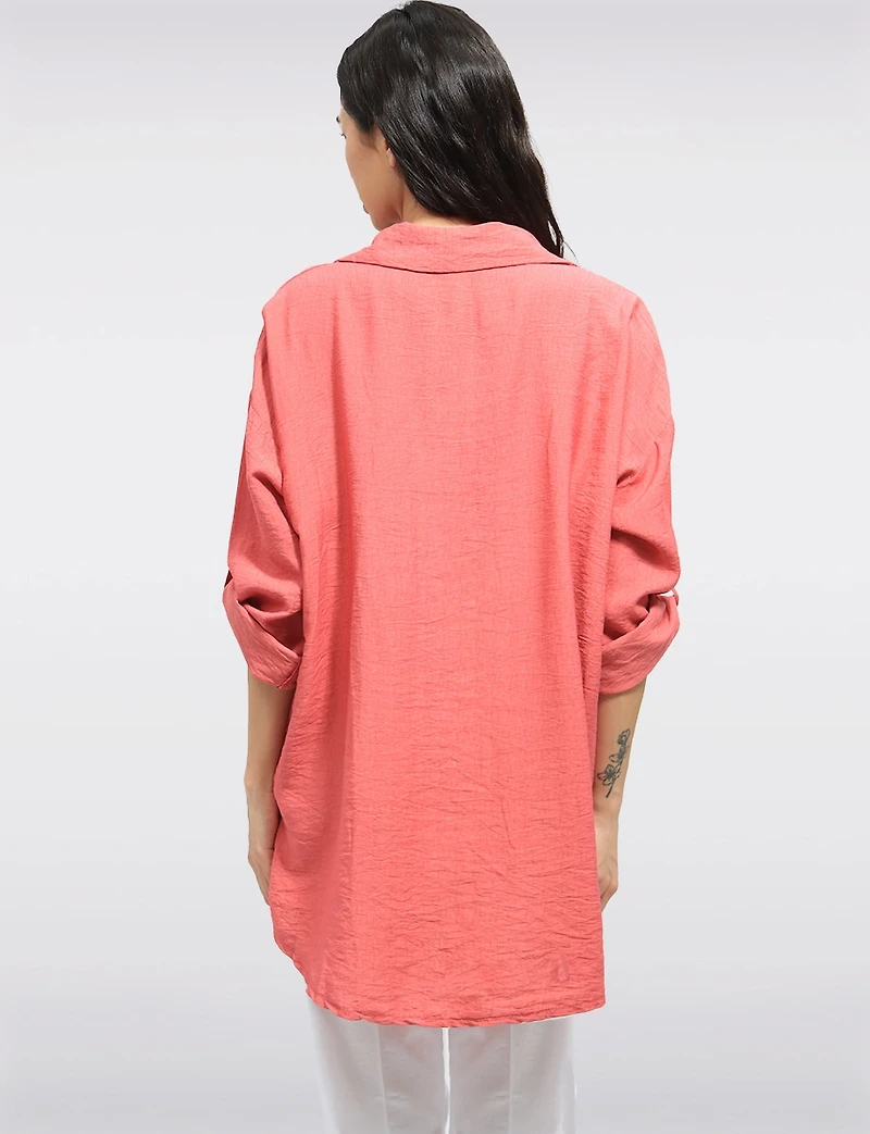 Chic Relaxed Fit Button-Up Shirt with Metallic Floral Print & Pearls Froccella