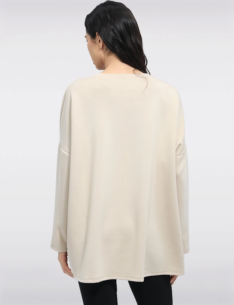 Relaxed Fit Soft High-Low Chic Tunic with White Crochet Lace Hem by Froccella