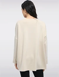 Relaxed Fit Soft High-Low Chic Tunic with White Crochet Lace Hem by Froccella