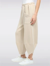 Elastic Waist Asymmetrical Hem Knit Balloon Pant With Patch Pockets By Froccella