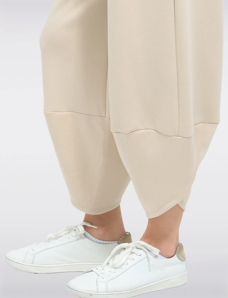 Elastic Waist Asymmetrical Hem Knit Balloon Pant With Patch Pockets By Froccella