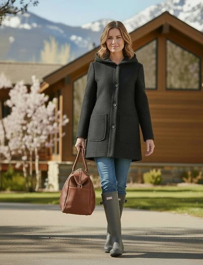 Versatile Vegan Hooded Jacket with Heathered Design and Patch Pockets by Details