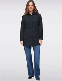 Versatile Vegan Hooded Jacket with Heathered Design and Patch Pockets by Details