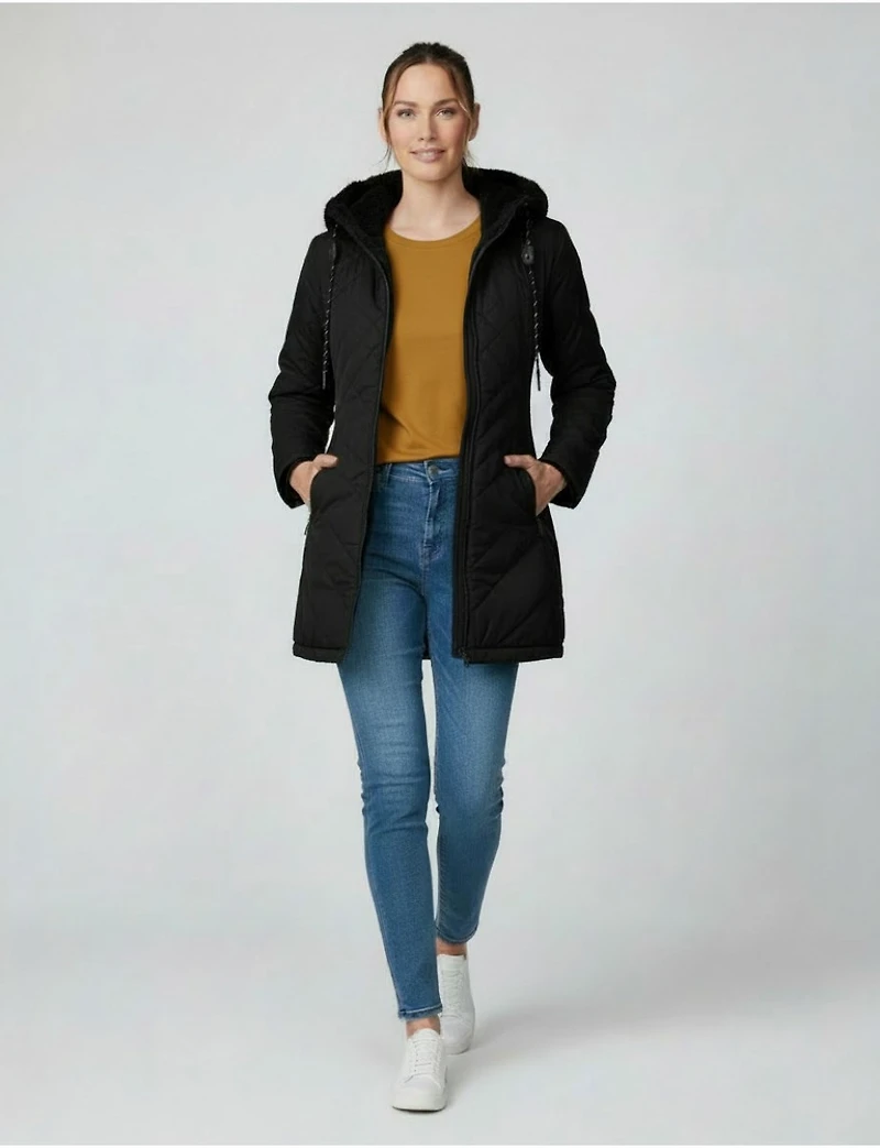 Reversible Faux Fur Quilted Coat - Cozy Two-in-One Design by Free Country