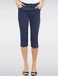 Solid Stretch Pull-On Capri Pants with Pockets - Slim Cropped Pant Fit by Perle
