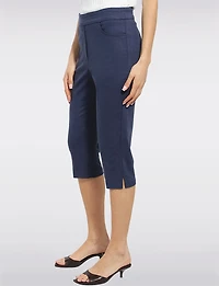 Solid Stretch Pull-On Capri Pants with Pockets - Slim Cropped Pant Fit by Perle