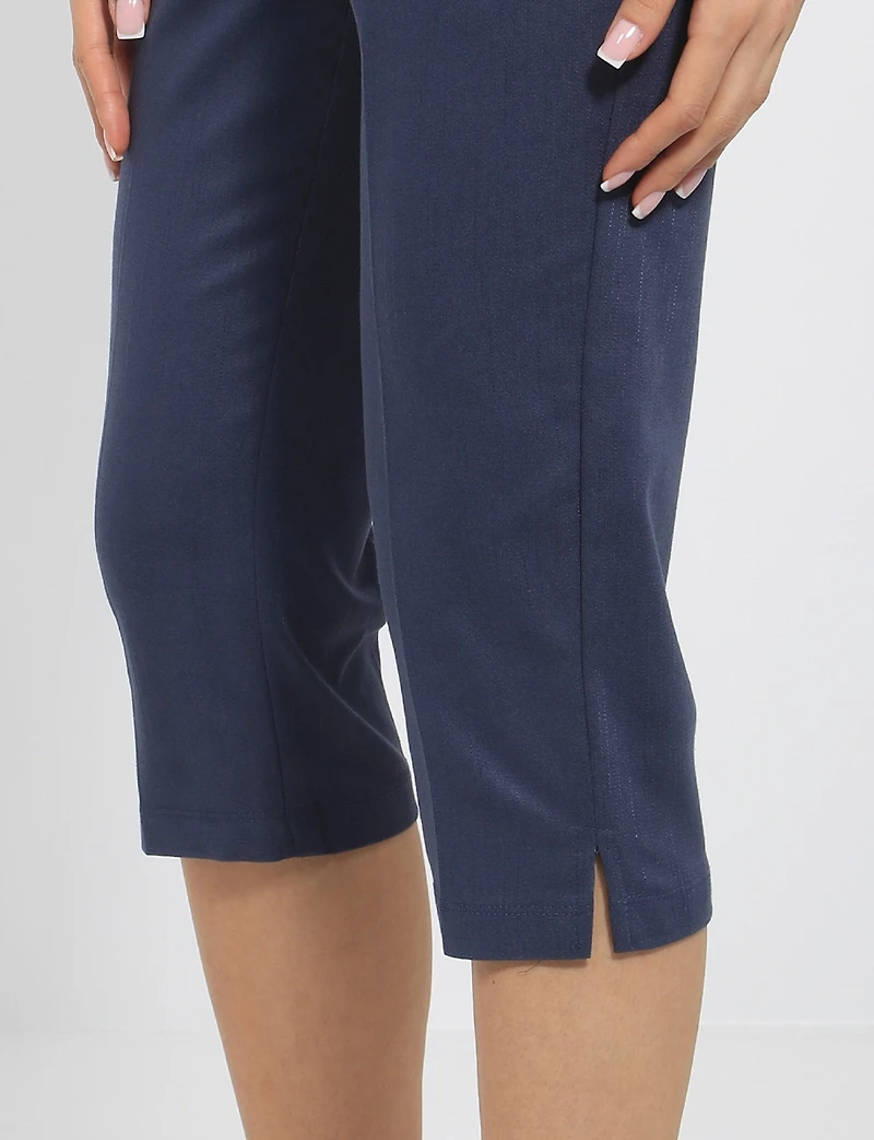 Solid Stretch Pull-On Capri Pants with Pockets - Slim Cropped Pant Fit by Perle
