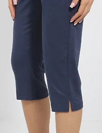 Solid Stretch Pull-On Capri Pants with Pockets - Slim Cropped Pant Fit by Perle
