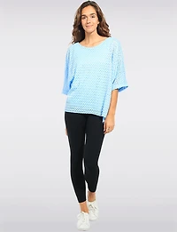 Lightweight Short Dolman Sleeve Crochet Top with Round Neckline by Froccella