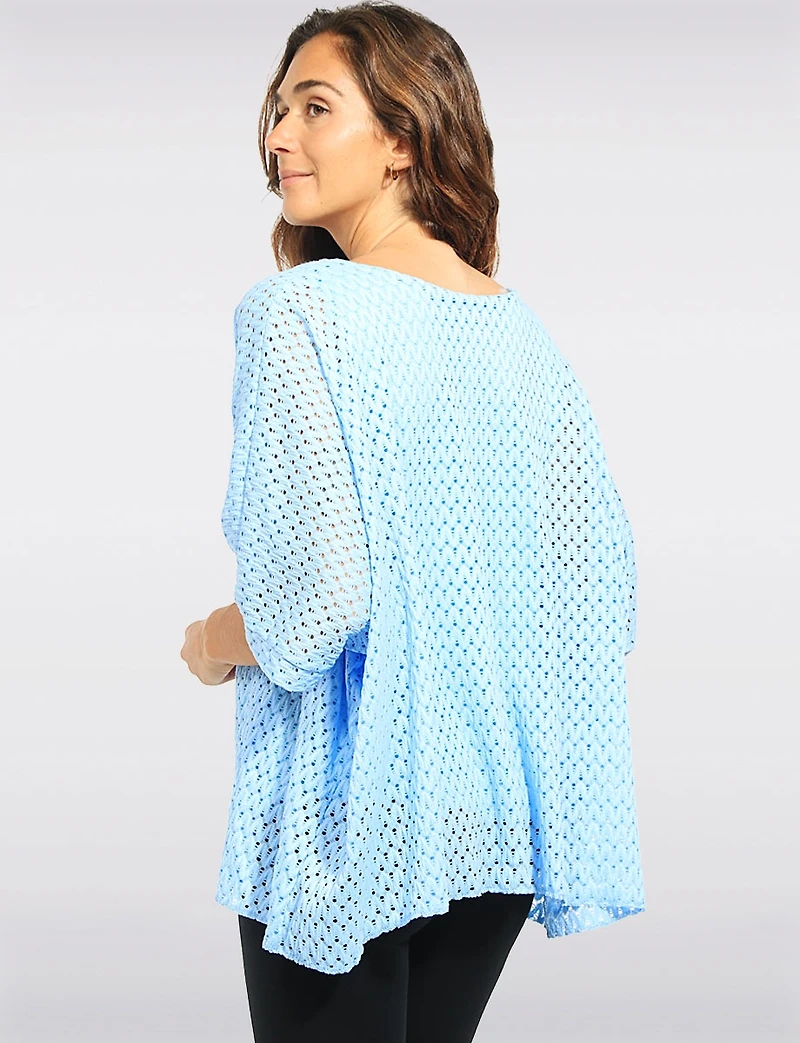Lightweight Short Dolman Sleeve Crochet Top with Round Neckline by Froccella