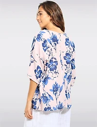Lightweight Floral Print Cotton Short Sleeve Loose Fit Top by Froccella