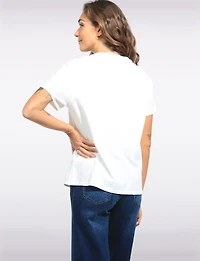 Elegant Cotton Bicycle and Daisy Print T-Shirt with Short-Sleeves by Froccella
