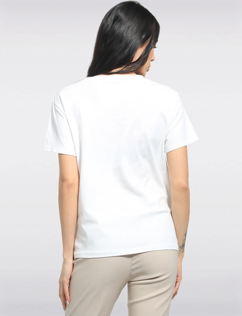 Casual Cotton Short-Sleeve T-Shirt with Floral Handbag Design by Froccella