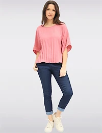 Slim-Fit Cotton Stretch Denim Pull-On Pants Belt by Froccella