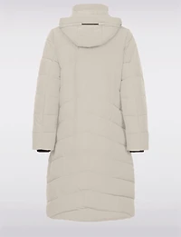 Matte Long Straight Quilted Insulated Jacket with Detachable Hood by Frandsen