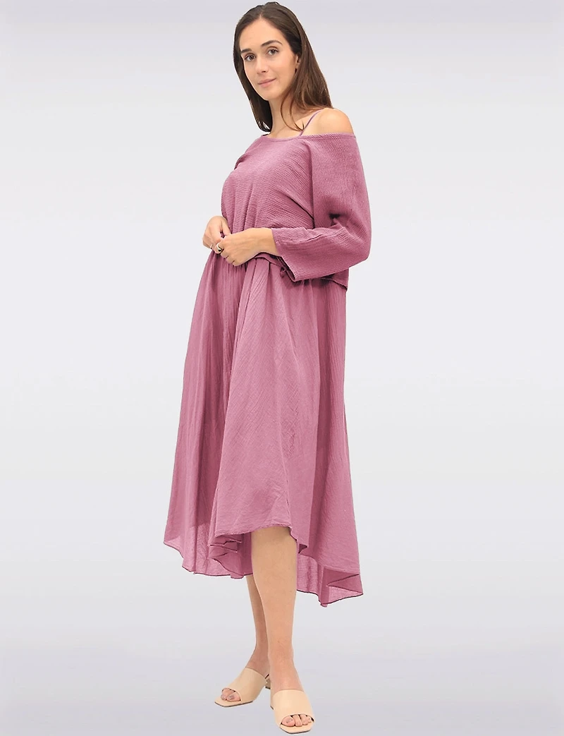Versatile Two-Piece Cotton Lined Dress Set with Rounded Hemline by Froccella