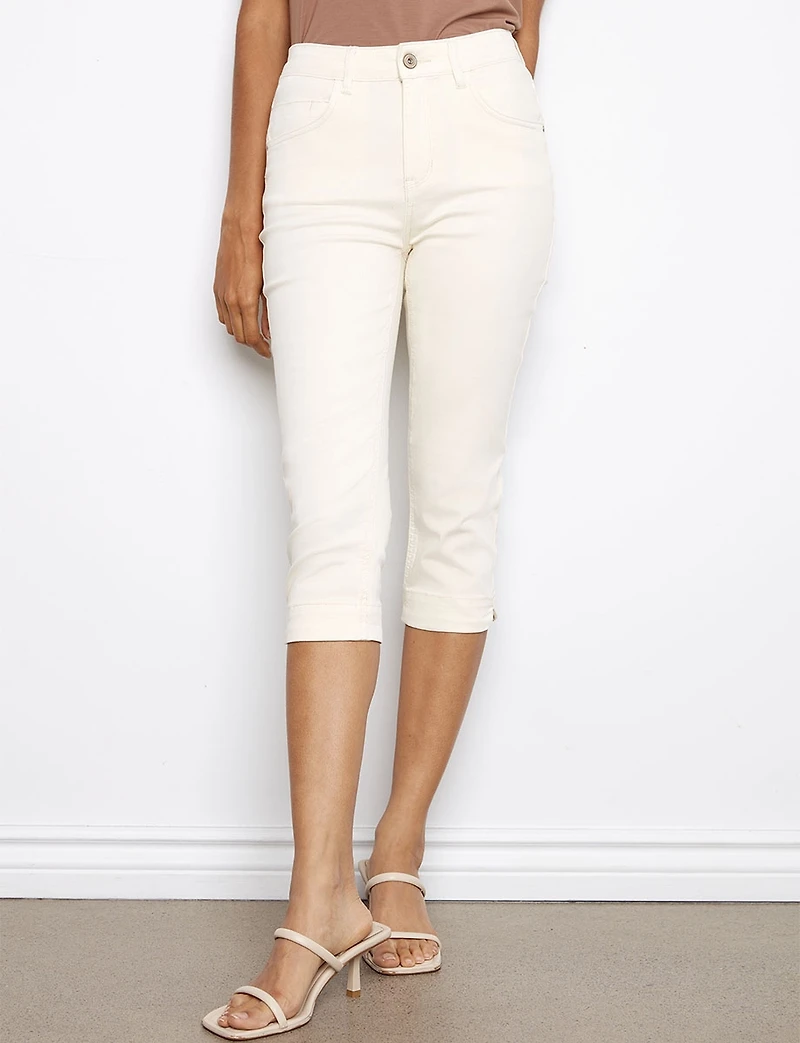 Slim Fit Knee High Capri - Stretch Twill Five-Pocket Design by Charlie B