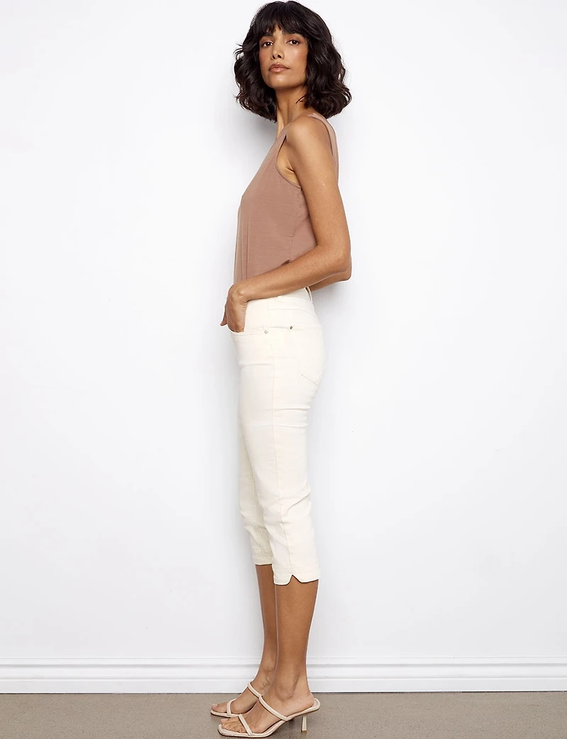 Slim Fit Knee High Capri - Stretch Twill Five-Pocket Design by Charlie B