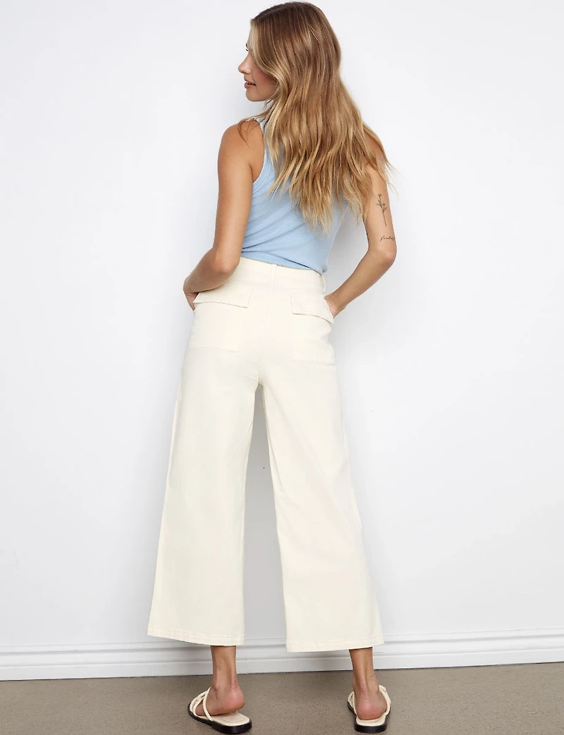 Cropped Straight Fit Stretch Twill Pants with Utility Pockets by Charlie B