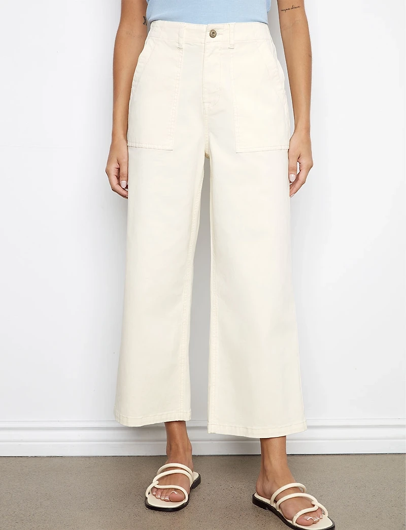 Cropped Straight Fit Stretch Twill Pants with Utility Pockets by Charlie B