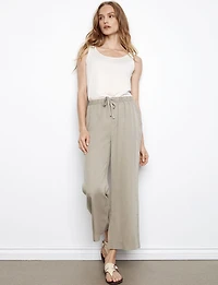 Charlie B Cropped Wide-Leg Jogger Pants With Adjustable Drawstring & Pockets