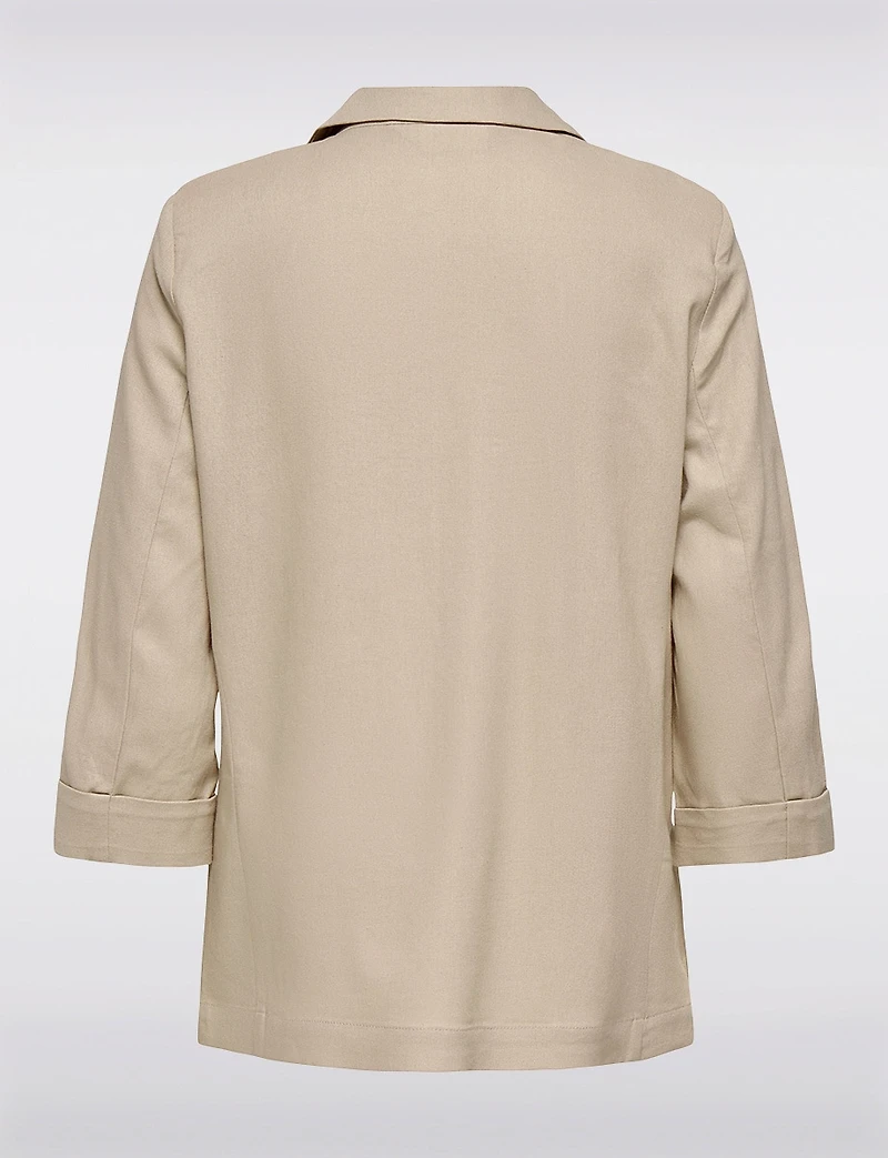 Lightweight Linen Blend Open-Drape Blazer for Women – 3/4 Cuffed Sleeves by Only