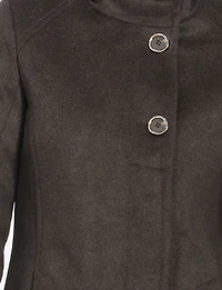 Mid-length A-line High-Collar Single BreastedWool Blend Coat by Kenneth Cole