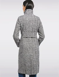 Mid-length High-Collar Single Breasted Chevron Wool Blend Coat by Kenneth Cole