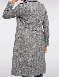 Mid-length High-Collar Single Breasted Chevron Wool Blend Coat by Kenneth Cole