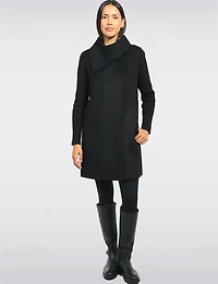 Straight Cut Hidden Double Breasted Wool Blend Knit Sleeves Coat by Kenneth Cole