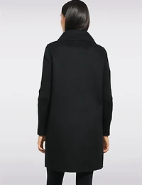 Straight Cut Hidden Double Breasted Wool Blend Knit Sleeves Coat by Kenneth Cole