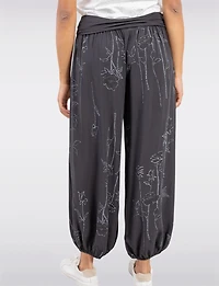 Flowy Ruched Waistband Elastic Hem Floral Print Balloon Pants by Froccella