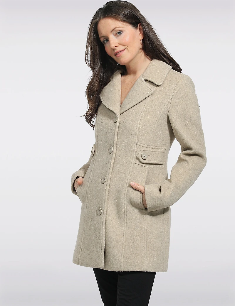 Slim-Fit Single-Breasted Vegan Wool Mid-Length Button Waist Coat by Point Zero