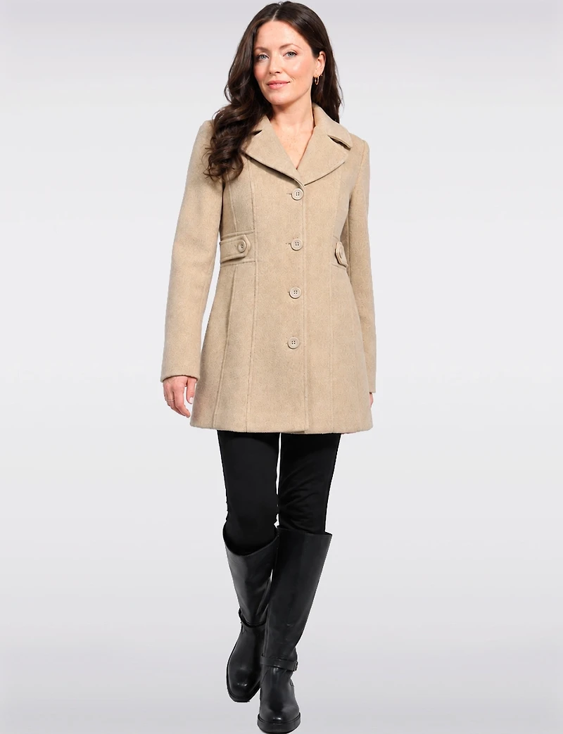 Slim-Fit Single-Breasted Vegan Wool Mid-Length Button Waist Coat by Point Zero