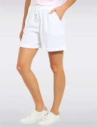 Elegant Cotton-Linen Pull-On Shorts with Elastic Waist & Pockets by Froccella