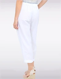 Linen Blend High Waisted Pleat Front Belted Straight Leg Pants by Froccella