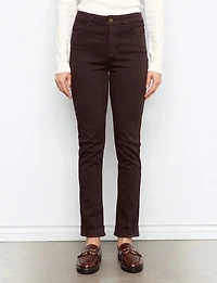 High-Rise Slim-Fit Cuffed Ankle Twill Pants by Charlie B