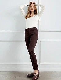 High-Rise Slim-Fit Cuffed Ankle Twill Pants by Charlie B