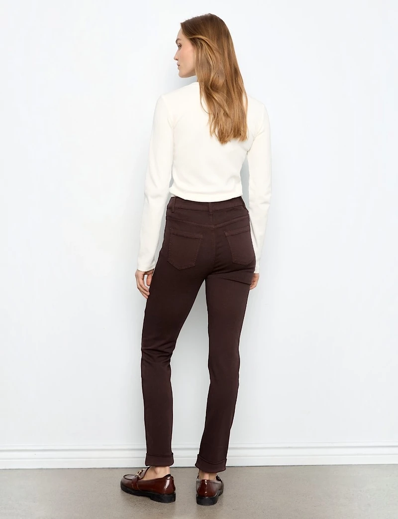 High-Rise Slim-Fit Cuffed Ankle Twill Pants by Charlie B