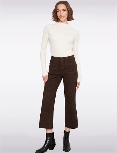 Bold Leopard Print Wide-Leg Cropped Pants with Pockets by Charlie B