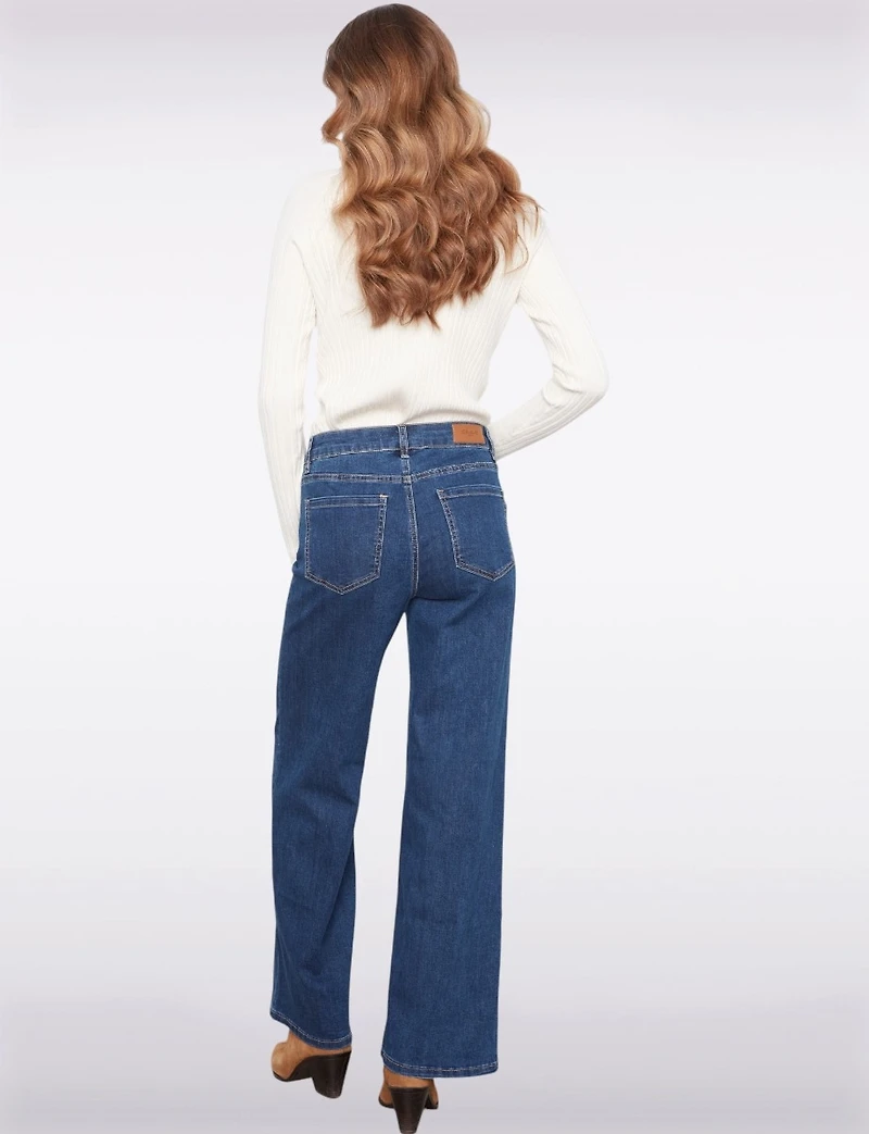 Chloe Wide Leg Mid-Rise Stretch Denim Pant by Charlie B