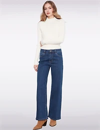 Chloe Wide Leg Mid-Rise Stretch Denim Pant by Charlie B