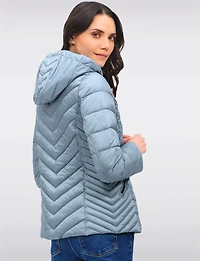 Lightweight Nora Vegan Multi-Quilted Puffer Jacket with Detachable Hood by Saki