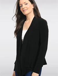 Versatile Lightweight Draped Open-Front Long-Sleeve Cardigan by Perle
